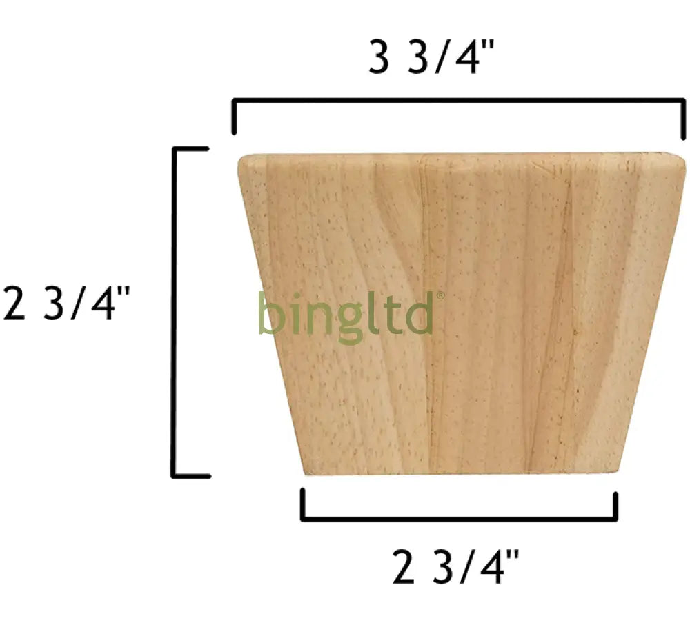 2 3/4’ Square Tapered Hardwood Sofa Legs (St308-Unf)