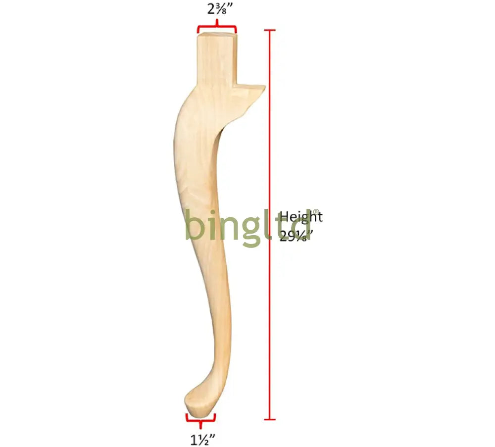 29 1/8’ Queen Anne Hardwood Table Leg (Tl-660-Rw-Unf) Legs