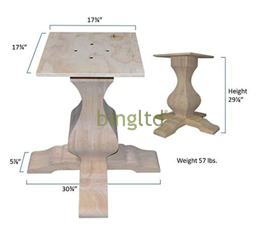 29 1/8’ Tall Miller Square Pedestal Table Base (Pd-Sq2901-Rw-Unf)