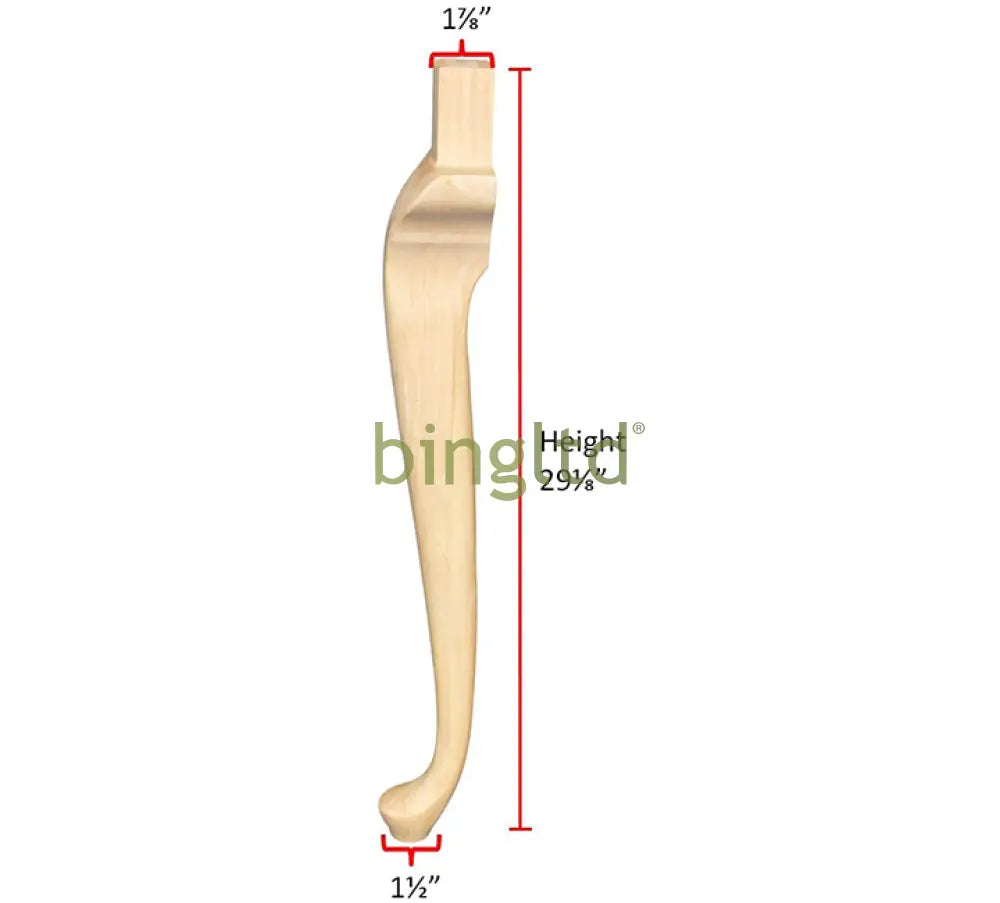 29 1/8’ Queen Anne Hardwood Table Leg (Tl-620-Rw-Unf) Legs