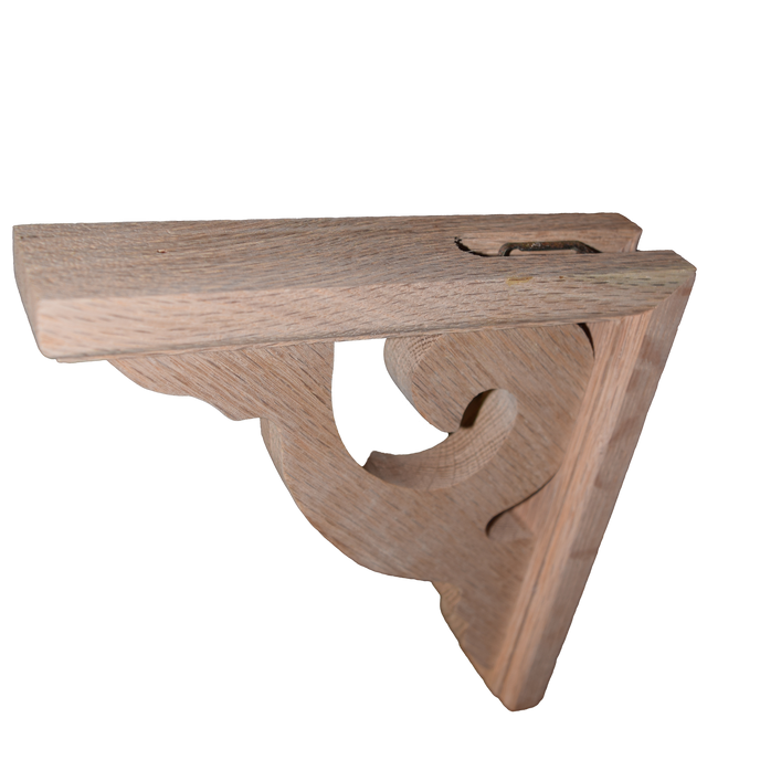 7’ Red Oak Scroll Shelf Bracket (Brk7S-Oak-Unf) Corbels & Brackets