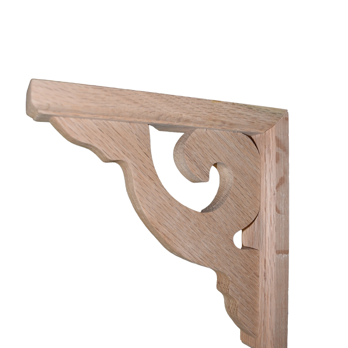 7’ Red Oak Scroll Shelf Bracket (Brk7S-Oak-Unf) Corbels & Brackets