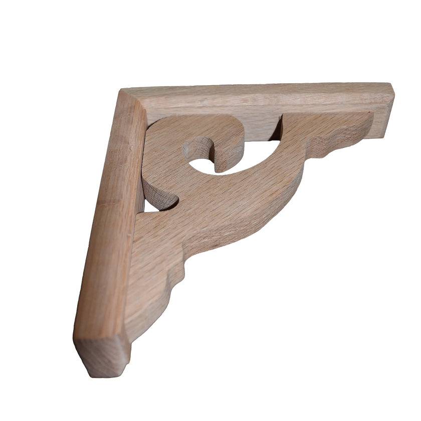7’ Red Oak Scroll Shelf Bracket (Brk7S-Oak-Unf) Corbels & Brackets
