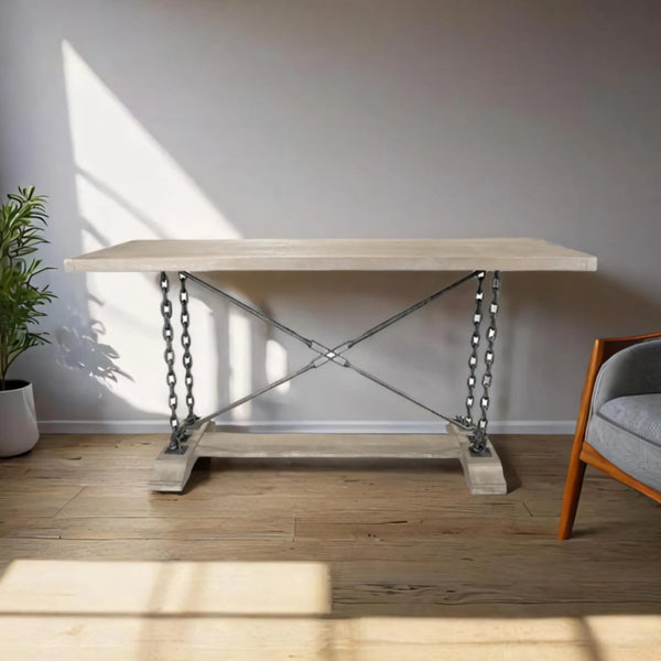 Derby Table 30" Rustic Hardwood with Industrial Chains (MNS-413)