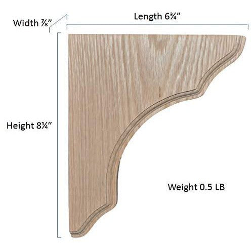 8 1/4’ Oak Shelf Support (Brk825-Oak-Unf) Corbels & Brackets