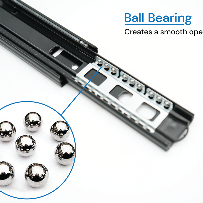 bingltd-  Soft Close Ball Bearing Hardware 3-Section Full Extension Side Mount Black Drawer Slides, 150 LB Capacity Drawer Slides