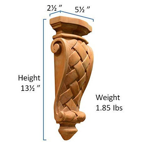 Bingltd - 13.5’ Cherry Basket Weave Corbel (C86-Cher-Unf) Corbels & Brackets