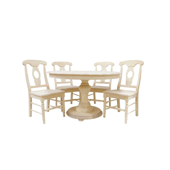 Bingltd - 30’ Tall Bradford Round Dining Table Set For Kitchen Room With 4 Built Chairs 48 Inch /