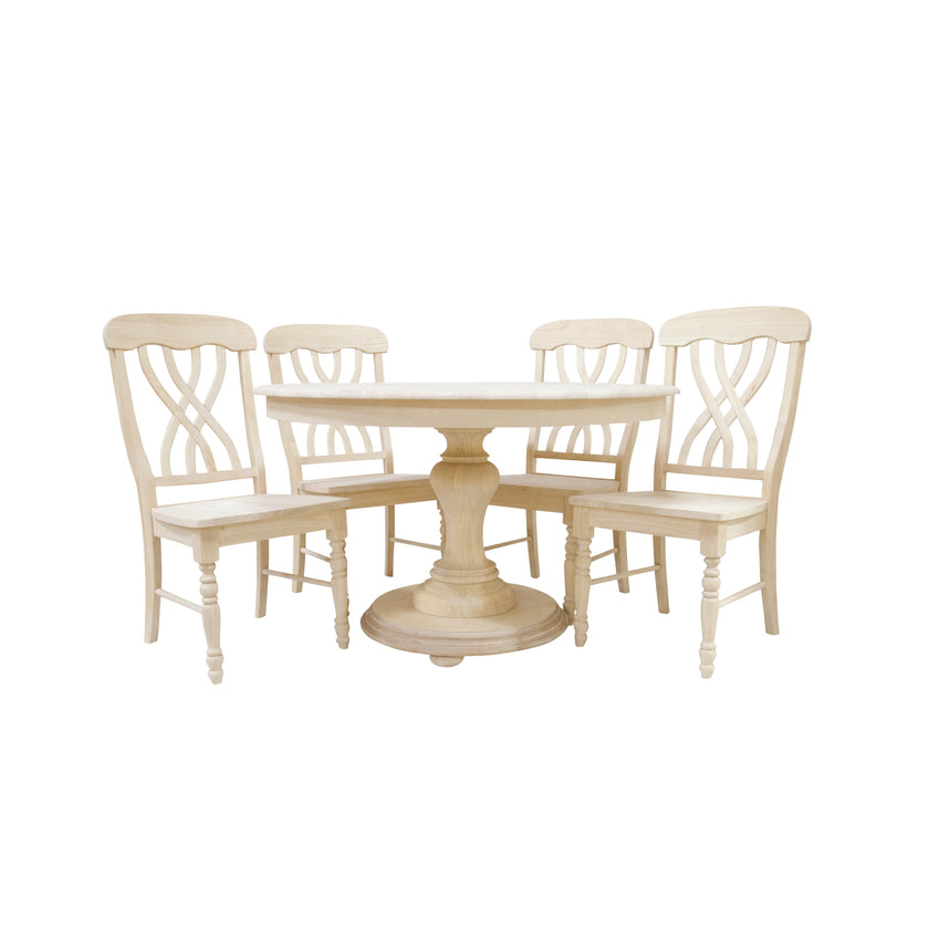 Bingltd - 30’ Tall Bradford Round Dining Table Set For Kitchen Room With 4 Built Chairs 48 Inch /