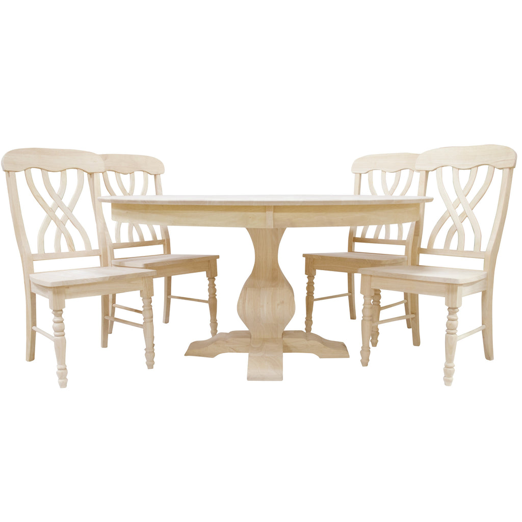 Bingltd - 30’ Tall Miller Round Dining Table Set For Kitchen Room With 4 Built Chairs 48 Inch /