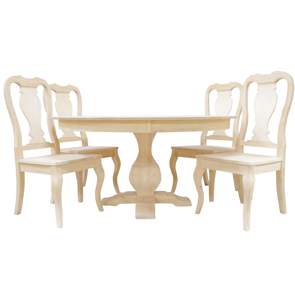 Bingltd - 30’ Tall Miller Round Dining Table Set For Kitchen Room With 4 Built Chairs 48 Inch /