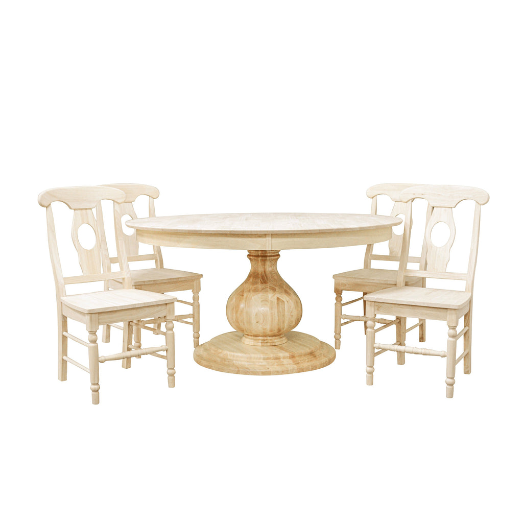 Bingltd - 30’ Tall London Round Dining Table Set For Kitchen Room With 4 Built Chairs 48 Inch /