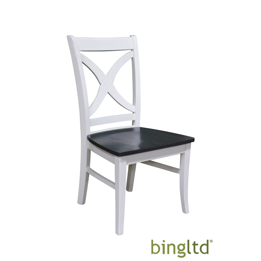 Bingltd - Madison 39’ Tall Dining Chair Set Of 2 (Ch14-Rw) Sky Grey & White /