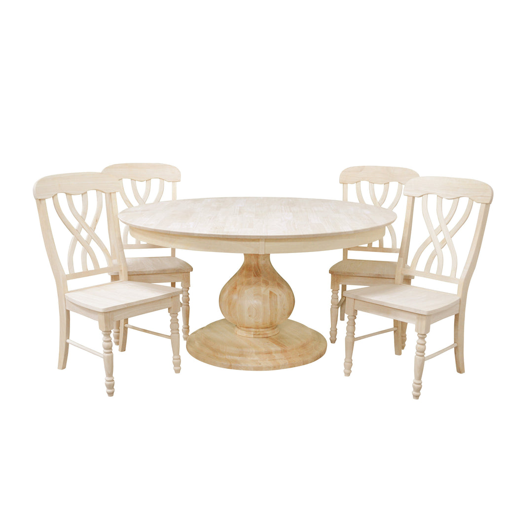 Bingltd - 30’ Tall London Round Dining Table Set For Kitchen Room With 4 Built Chairs 48 Inch /