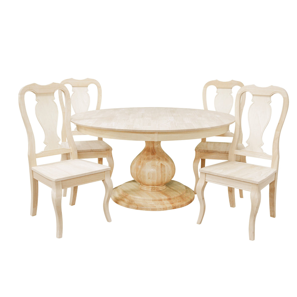 Bingltd - 30’ Tall London Round Dining Table Set For Kitchen Room With 6 Built Chairs 60 Inch /