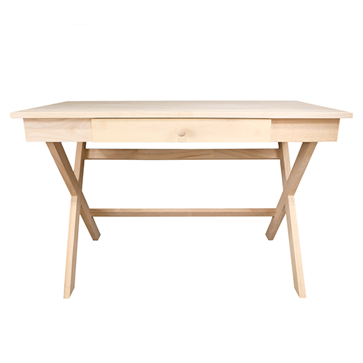 Remo Desk X Leg Design Solid Wood With Drawer - Unfinished Desks