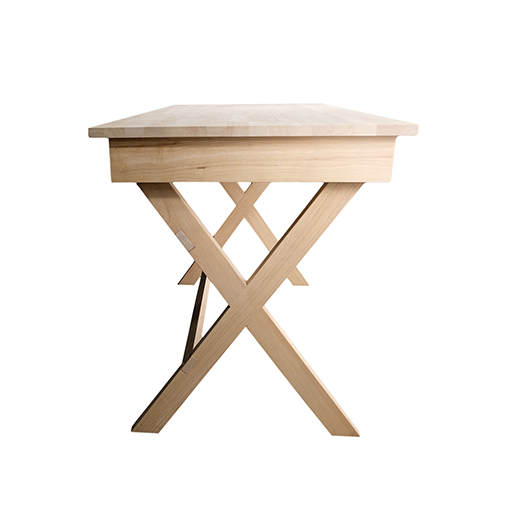 Remo Desk X Leg Design Solid Wood With Drawer - Unfinished Desks