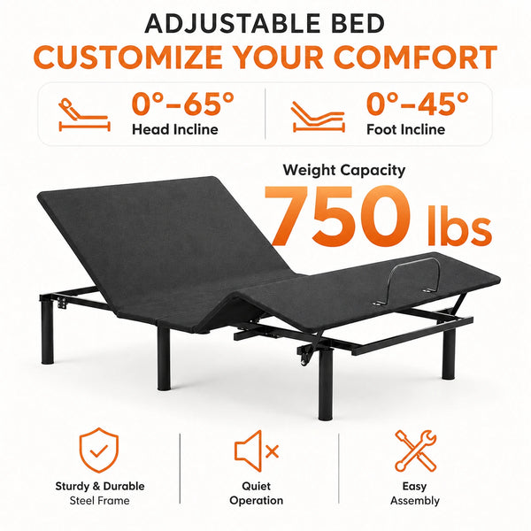 Dormi Adjustable Bed with wireless remote, Head & Foot 14