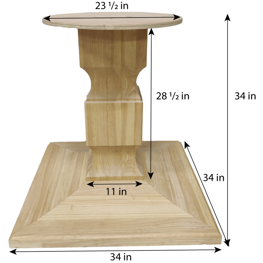 Reserved For Gs - 34 1/2’ Tall Chelsea Square Pedestal Table Base (Wh-Chelsea34-Rw-Unf)