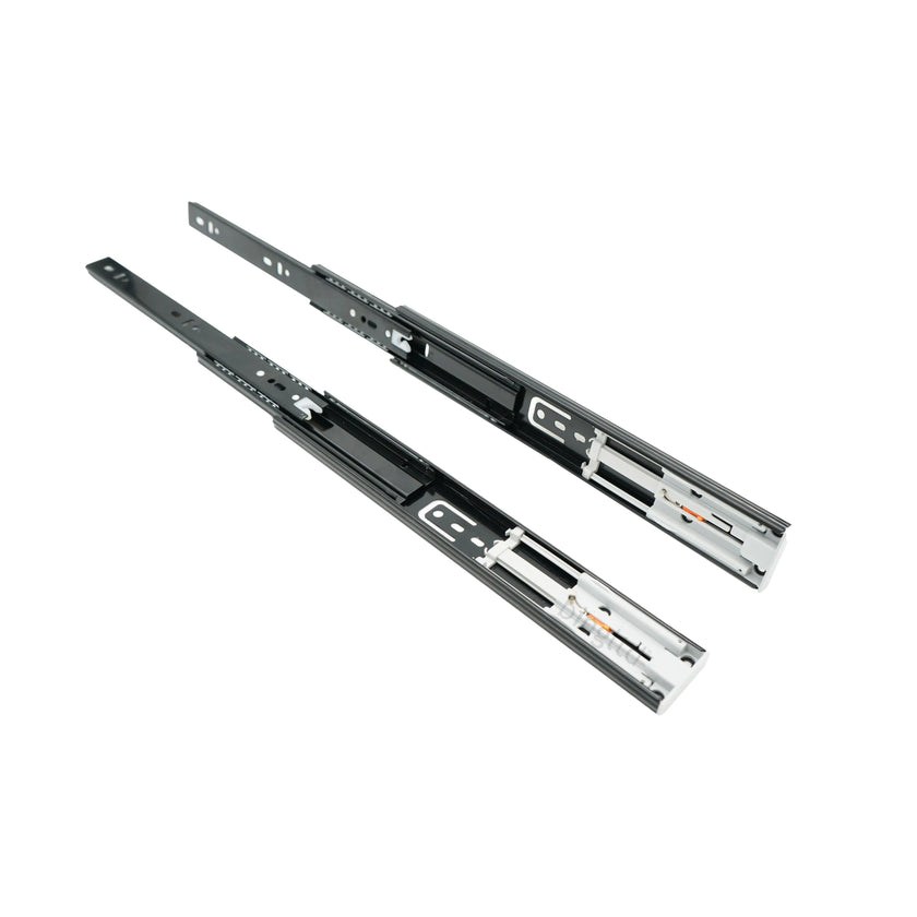 bingltd- Push to Open Drawer Slide, 3 Section Full Extension, Heavy Duty 150 LB Load Capacity, Especially for Handleless Cabinet & Drawer, Ball Bearing, Side Mount, Black