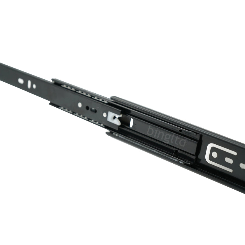 bingltd- Push to Open Drawer Slide, 3 Section Full Extension, Heavy Duty 150 LB Load Capacity, Especially for Handleless Cabinet & Drawer, Ball Bearing, Side Mount, Black