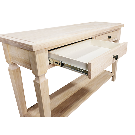 Recon Sofa Table Solid Wood With Drawers - Unfinished (Dk3002-Rw-Unf) Tables