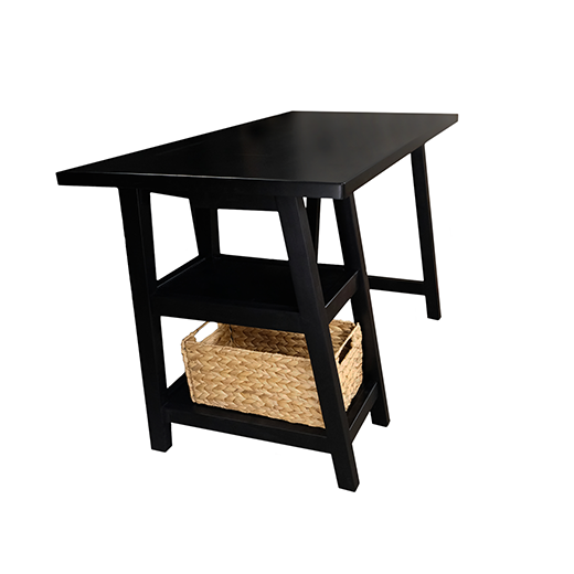 Cottage Desk With Woven Basket (Wh-Tb301)