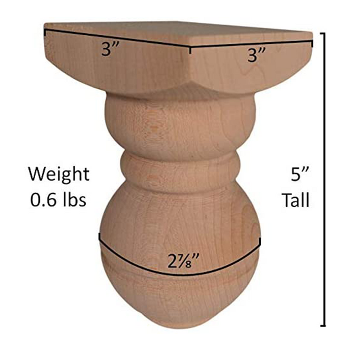 5’ Bun Feet Maple Sofa Leg (Bf1512-Ma-Unf) Legs