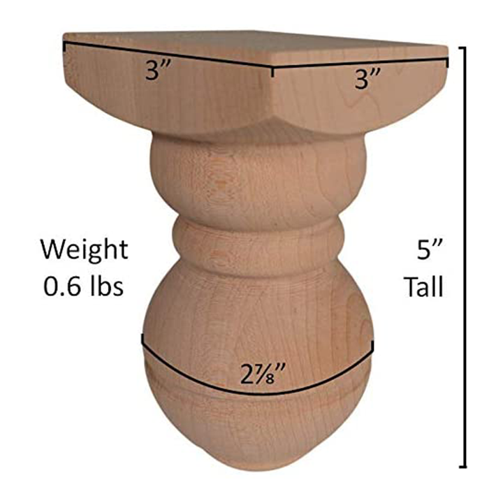 5’ Bun Feet Maple Sofa Leg (Bf1512-Ma-Unf) Legs