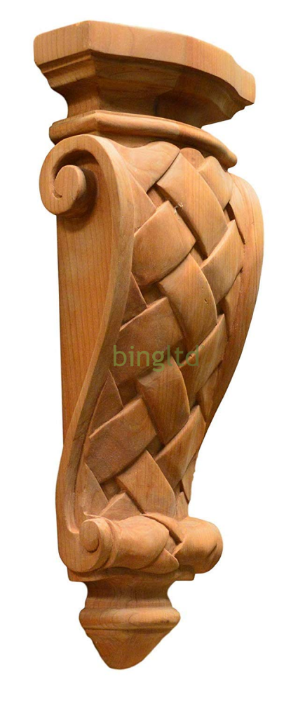 Bingltd - 13.5’ Cherry Basket Weave Corbel (C86-Cher-Unf) Corbels & Brackets