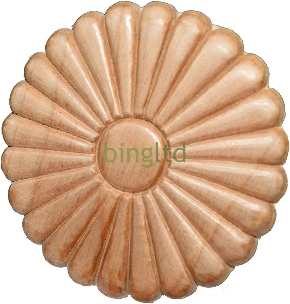 Bingltd - 3 3/8’ Long Round Alder Wood Flower Carved Furniture Decoration Unfinished Set Of 5