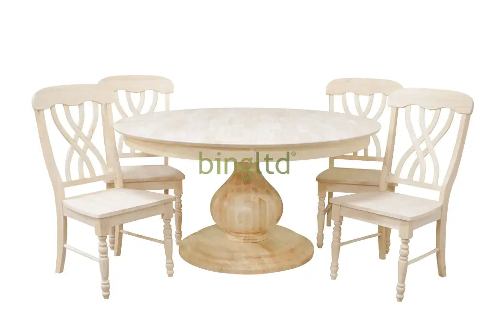 Bingltd - 30’ Tall London Round Dining Table Set For Kitchen Room With 4 Built Chairs 48 Inch /