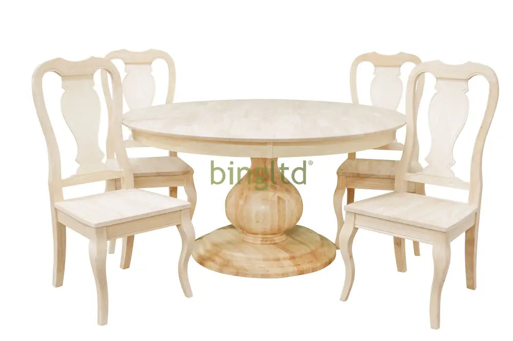 Bingltd - 30’ Tall London Round Dining Table Set For Kitchen Room With 6 Built Chairs 60 Inch /