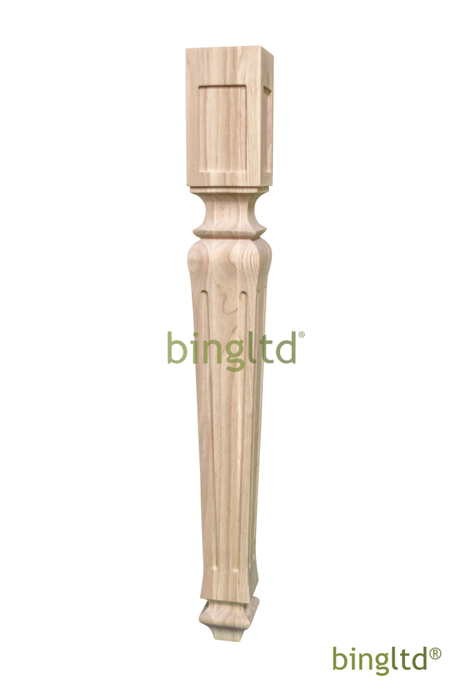 Bingltd - 30’ Tall Unfinished Rubberwood Dining Table Leg (Tl30351-[G}-Rw-Unf) / With Grooves Set