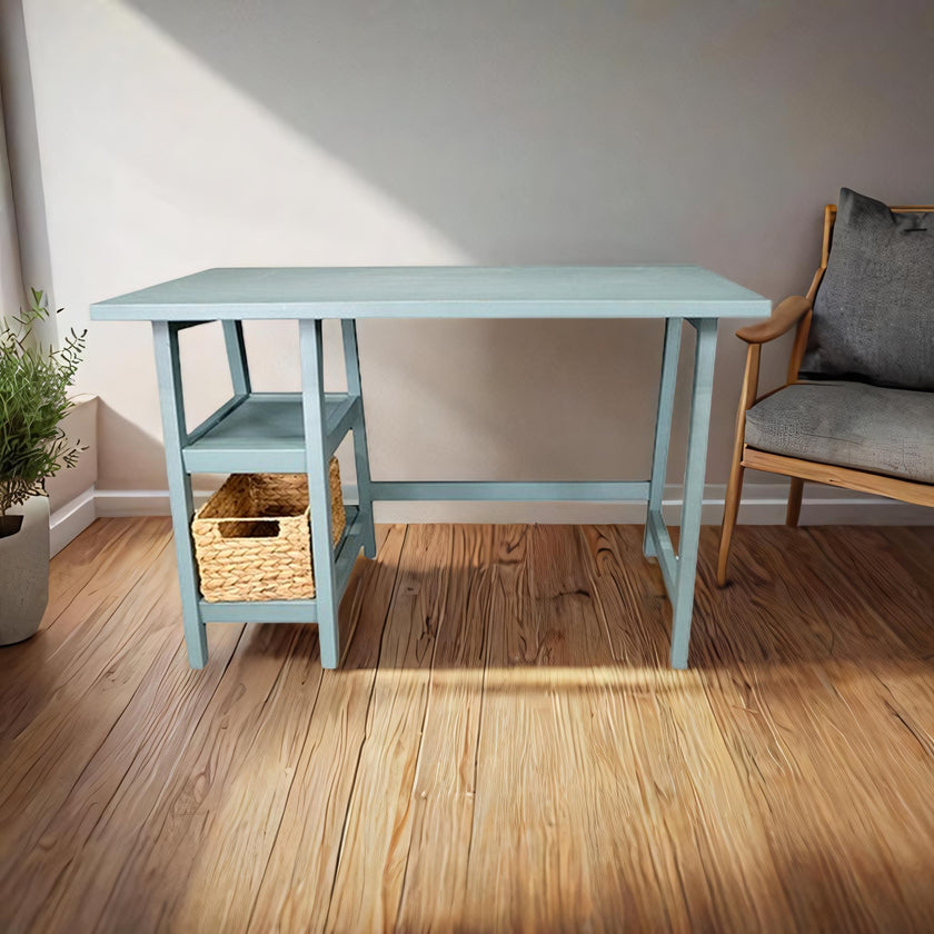 Cottage Desk with woven basket (WH-TB301)