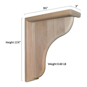 11 1/4’ Oak Bracket (Brk11-Oak-Unf) Corbels & Brackets