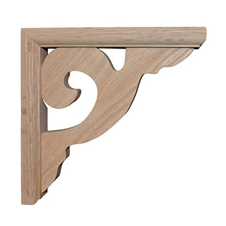 7’ Red Oak Scroll Shelf Bracket (Brk7S-Oak-Unf) Unfinished / Box Of 18 Corbels & Brackets