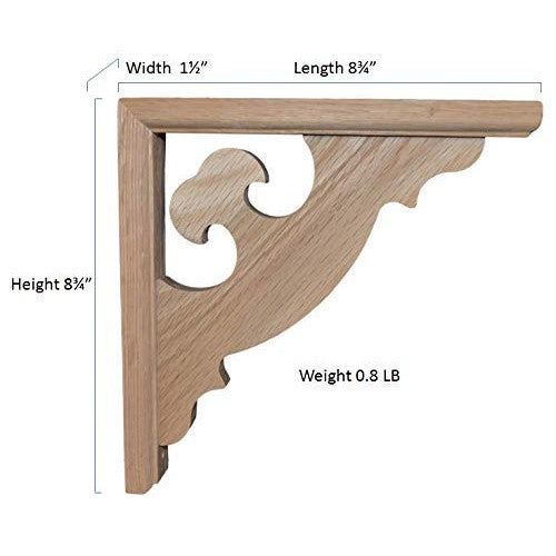 8 3/4’ Oak Corner Trim (Brk875-Oak-Unf) Corbels & Brackets