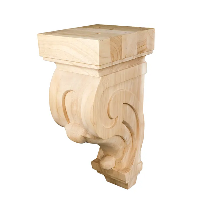 9 1/8’ Corbel Traditional Solid Rubberwood Bracket (C-Cbln-Rw) Unfinished / Box Of 12 Corbels &