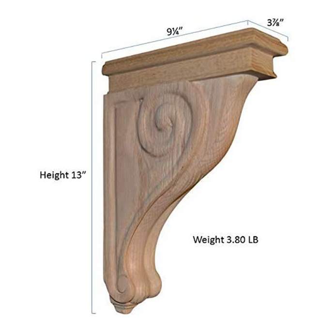 13’ Oak Rosette Large Corbel (C114-Oak-Unf) Corbels & Brackets