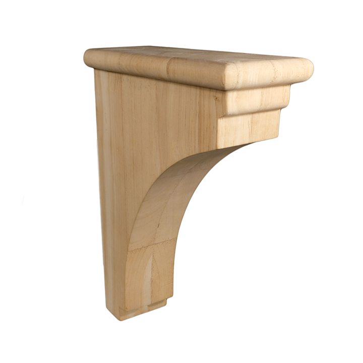 12’ Corbel Rustic Solid Hardwood Bracket (C8) Unfinished / Box Of 12 Rubberwood Corbels & Brackets