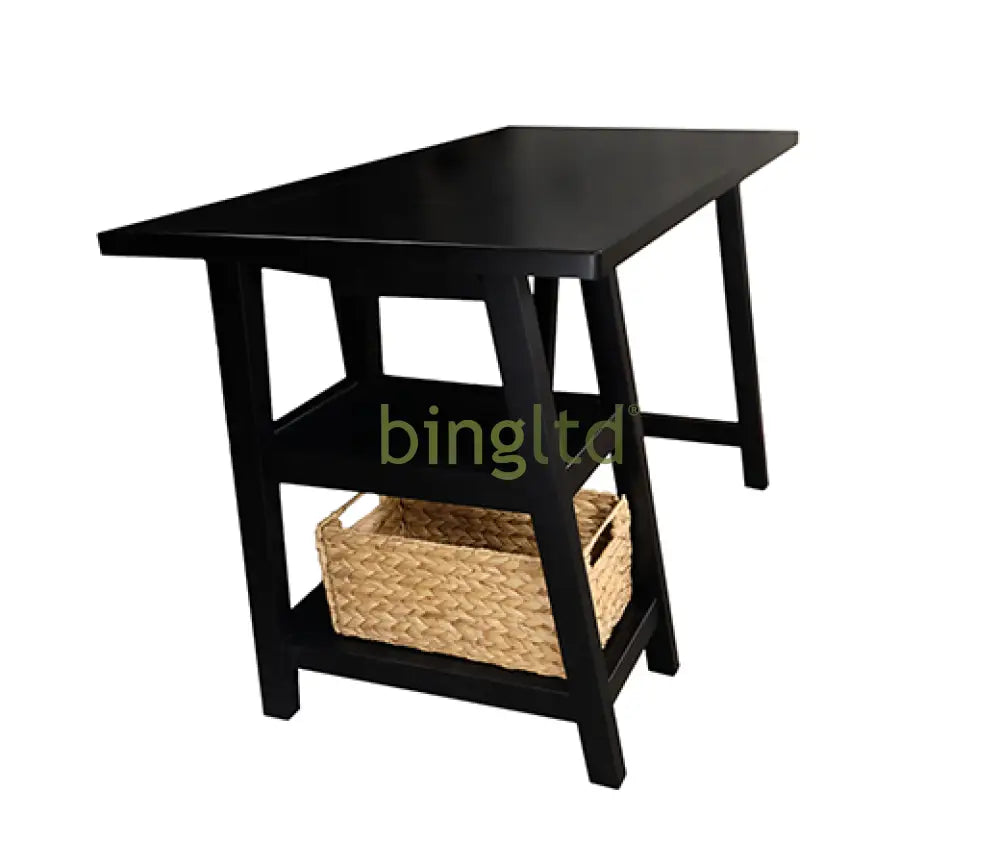 Cottage Desk With Woven Basket (Wh-Tb301)
