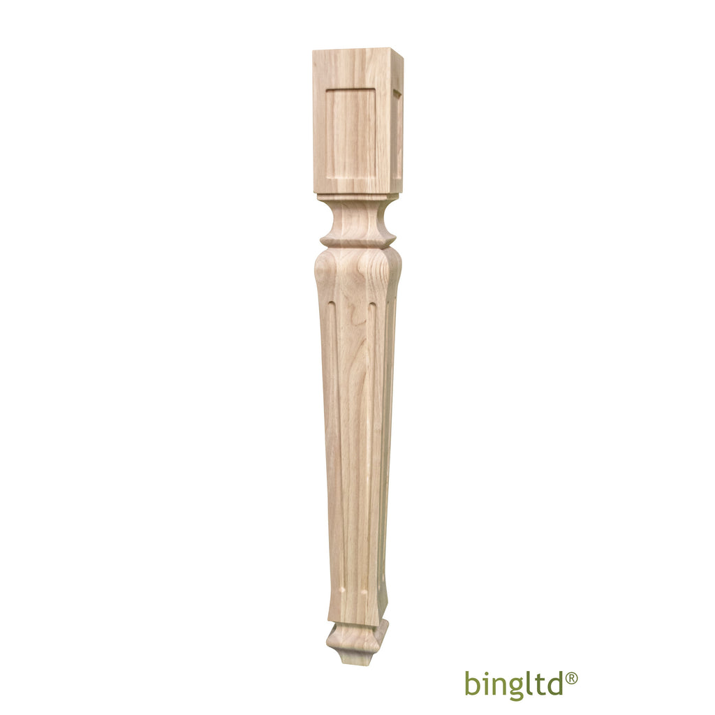 Bingltd - 30’ Tall Unfinished Rubberwood Dining Table Leg (Tl30351-[G}-Rw-Unf) / With Grooves Set