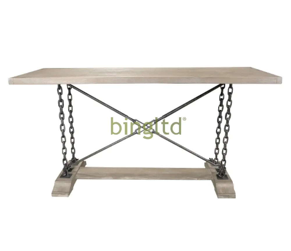 Derby Table 30’ Rustic Hardwood With Industrial Chains (Mns-413) Grey / Set Of 1 Console