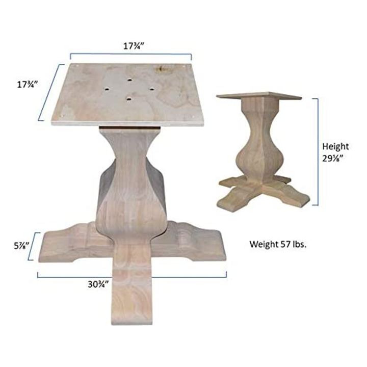 29 1/8’ Tall Miller Square Pedestal Table Base (Pd-Sq2901-Rw-Unf)