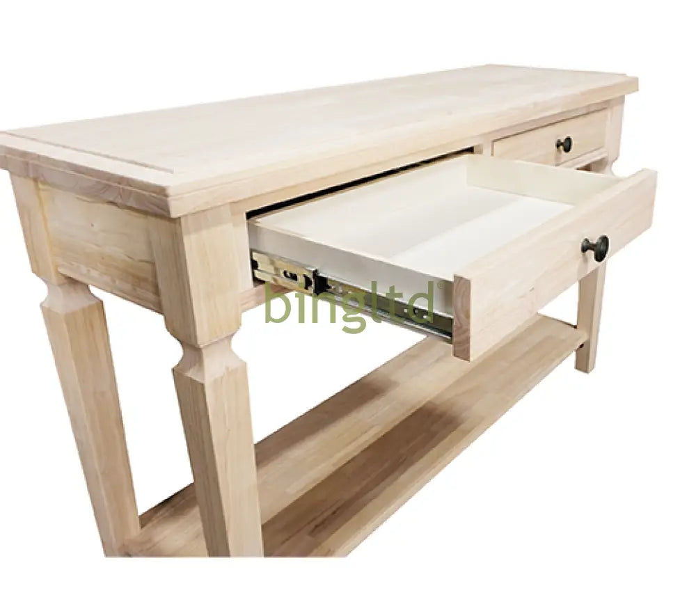 Recon Sofa Table Solid Wood With Drawers - Unfinished (Dk3002-Rw-Unf) Tables