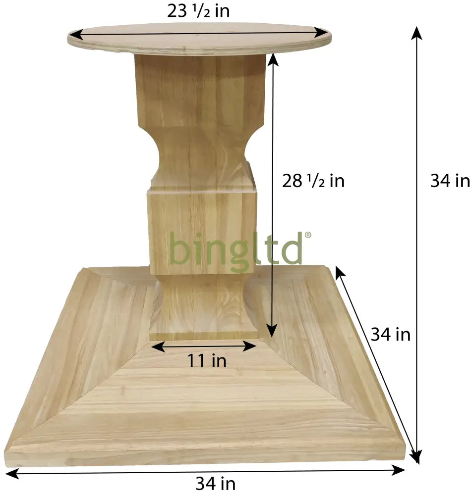 Reserved For Gs - 34 1/2’ Tall Chelsea Square Pedestal Table Base (Wh-Chelsea34-Rw-Unf)