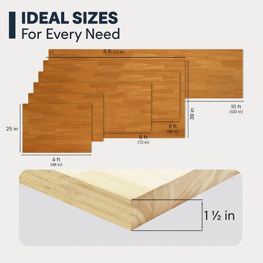 bingltd- Unfinished Acacia Solid Wood Butcher Block Countertop With Square Edge