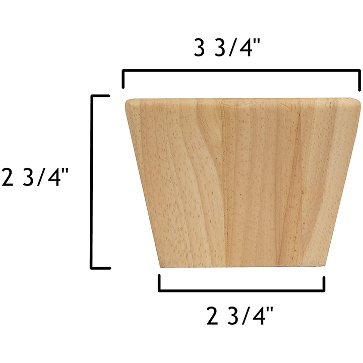 2 3/4’ Square Tapered Hardwood Sofa Legs (St308-Unf)