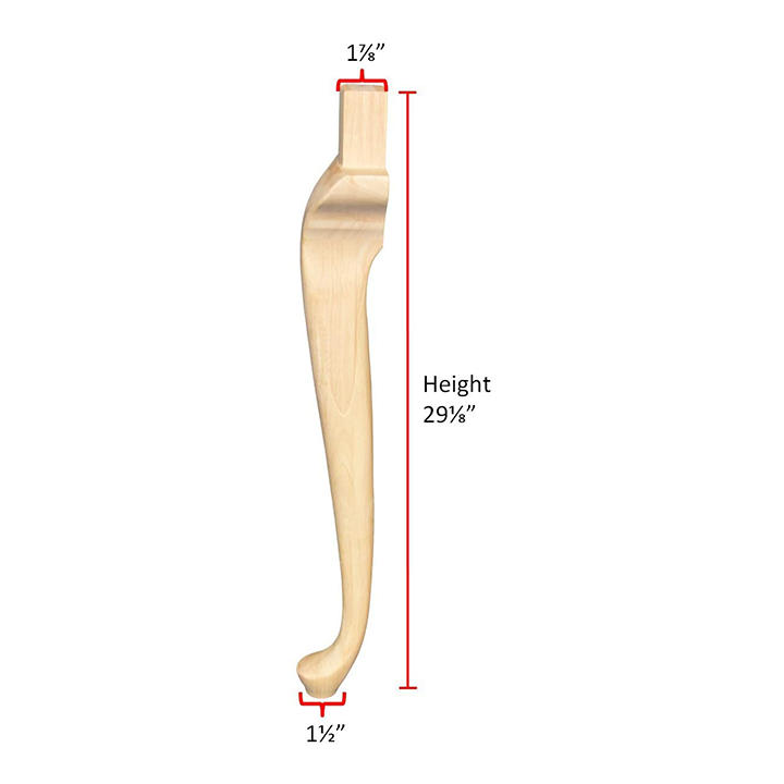 29 1/8’ Queen Anne Hardwood Table Leg (Tl-620-Rw-Unf) Legs